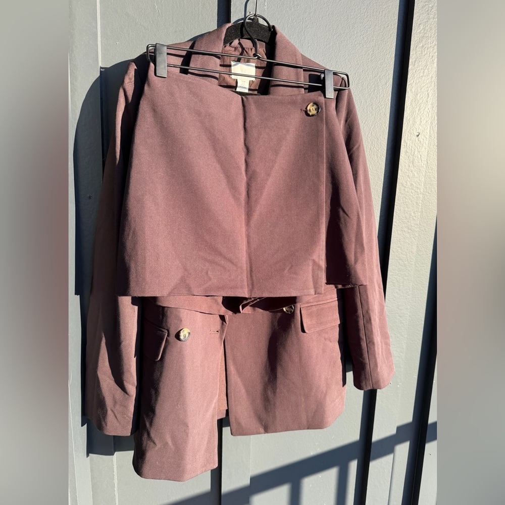 Elegant Brown Double-Breasted Women's Blazer & Wrap Skort NWT - Picture 7 of 14